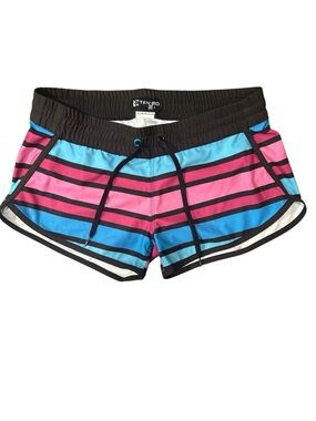 Ten 80 Women’s Blue & Pink Striped Swim Board Shorts size L/XL